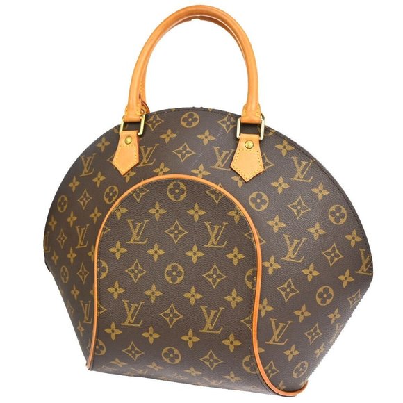 LOUIS VUITTON LV Logos Ellipse MM Hand Bag Monogram Leather Brown M51126 97EA591 - Picture 1 of 16